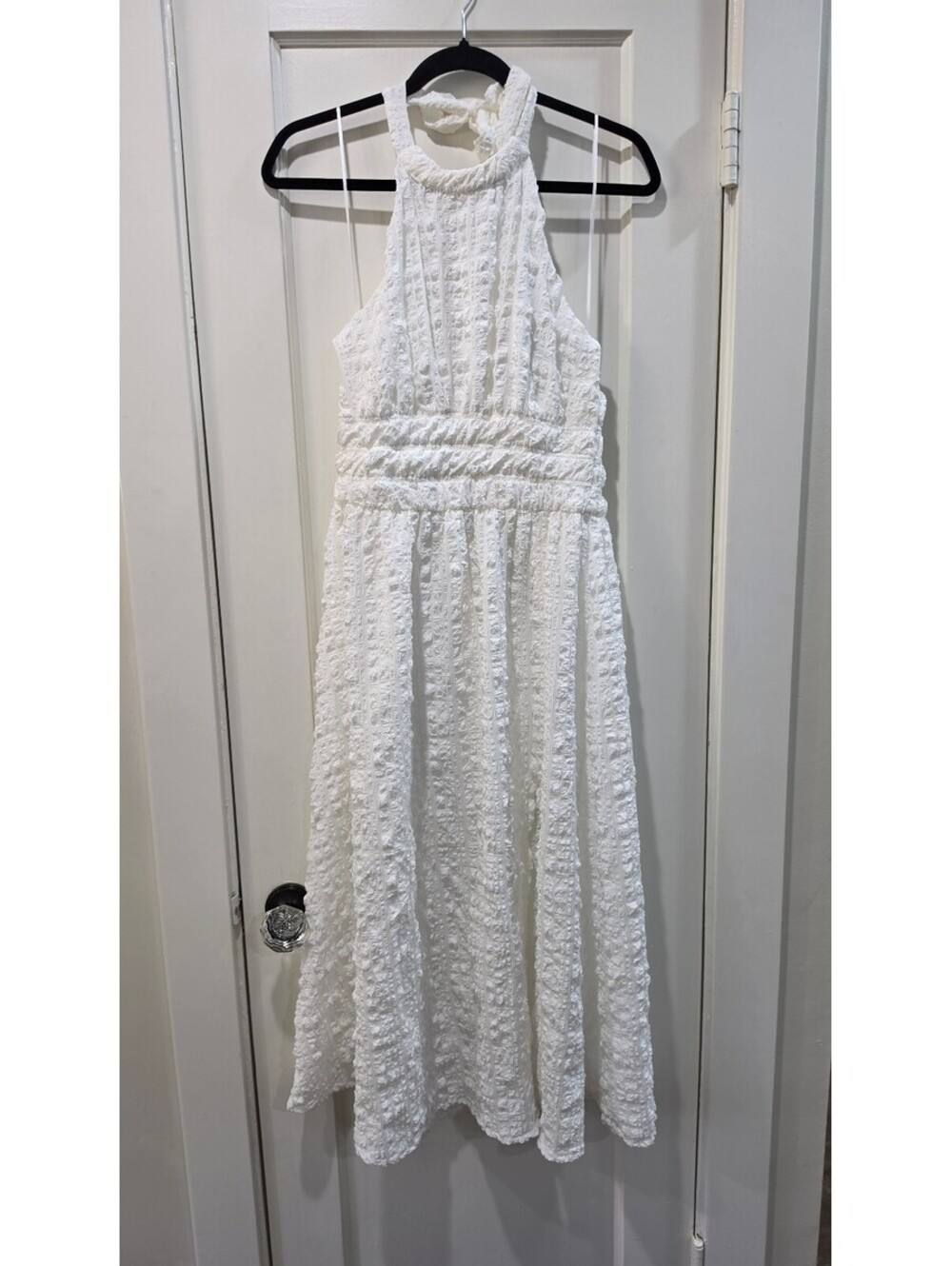 Floret Studios White Textured Halter Dress Size S